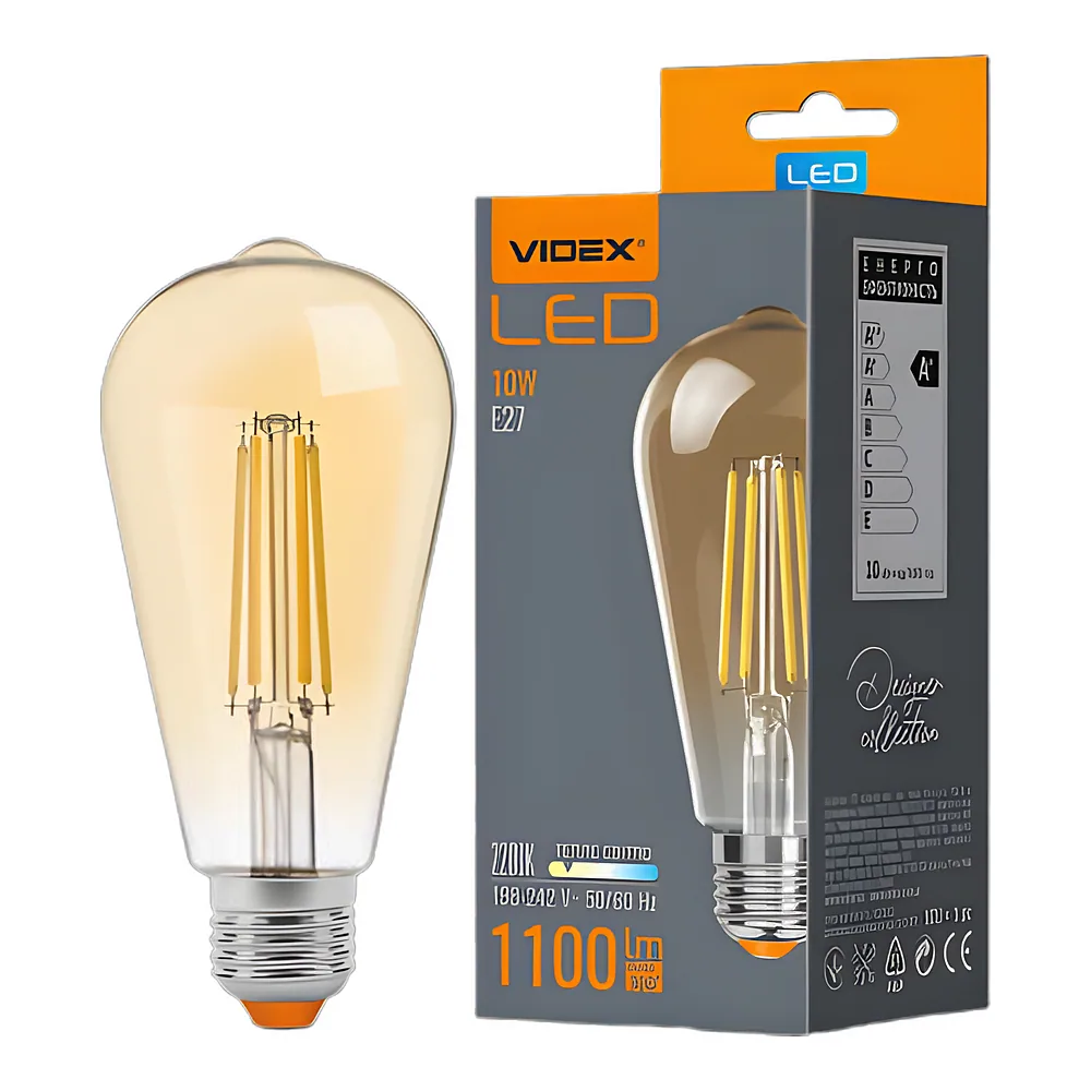 Світлодіодна лампа Filament ST64FA 10 Вт E27 2200 K бронза Videx VL-ST64FA-10272