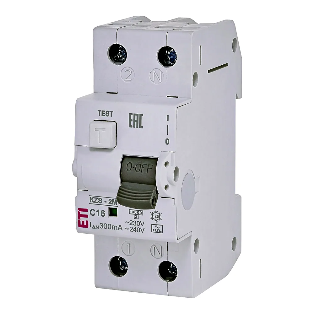 Диф. автоматичний вимикач KZS-2M C 16/0,3 тип A (10kA)