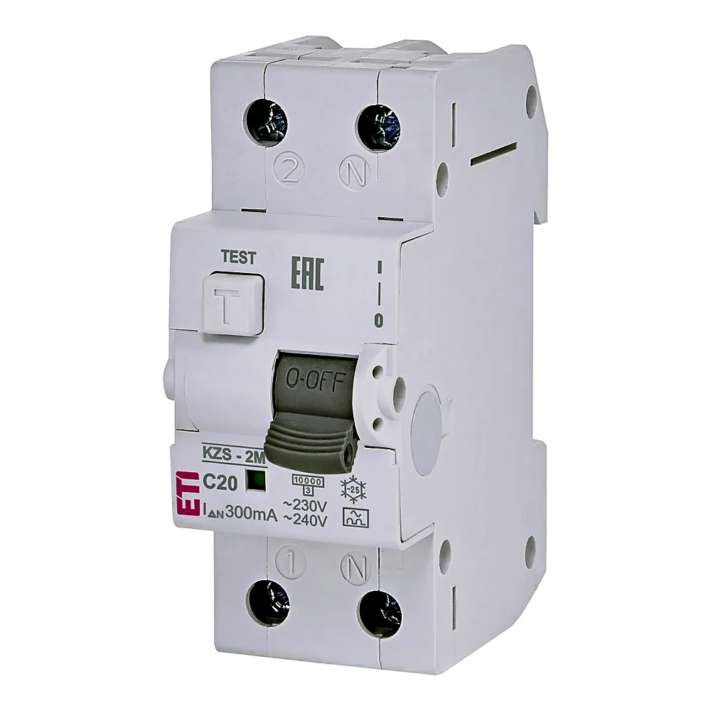 Диф. автоматичний вимикач KZS-2M C 20/0,3 тип A (10kA)