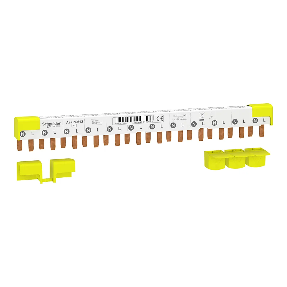 Гребінчаста шина 1P+N крок 9 мм 80 А 12 модулів Schneider Electric A9XPC612