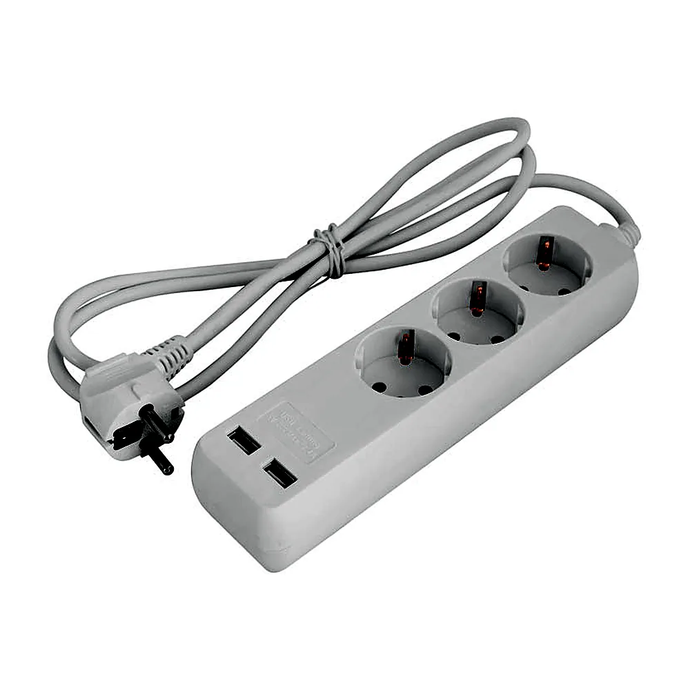 Подовжувач e.es.3.1.5.z.b.2.usb 3 гнізда, 1.5м, з з/к з USB-зарядкою, baby protect