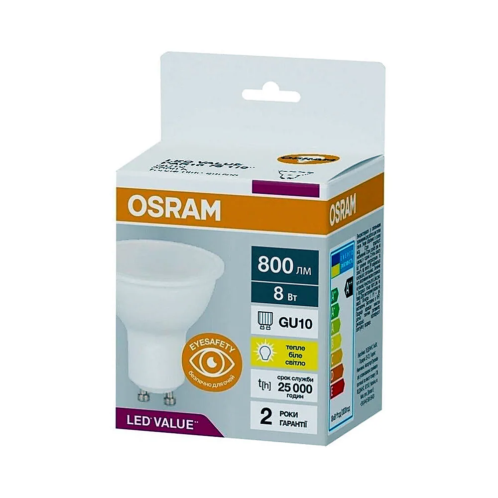 Лампа світлодіодна OSRAM LED PAR16 75 8W 830 230V GU10 4058075689909