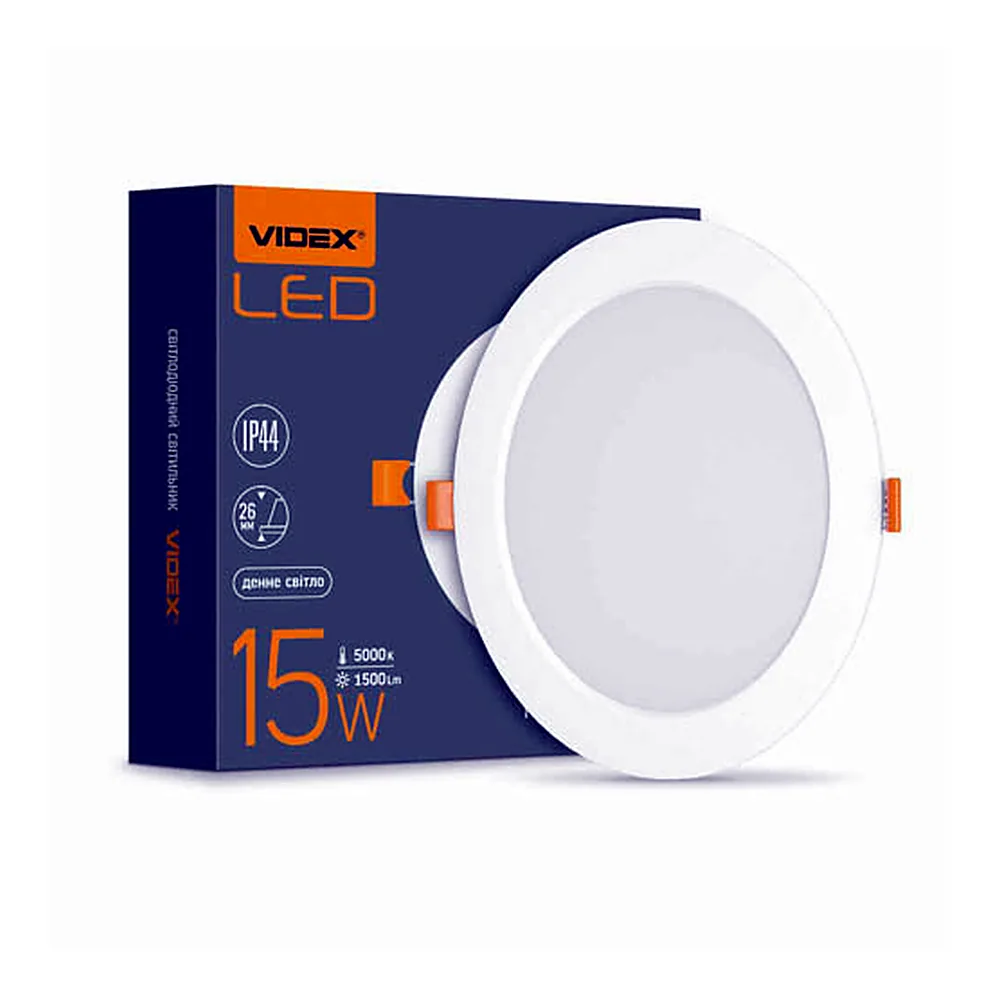 LED світильник Back вбудований круглий VIDEX 15W 5000K