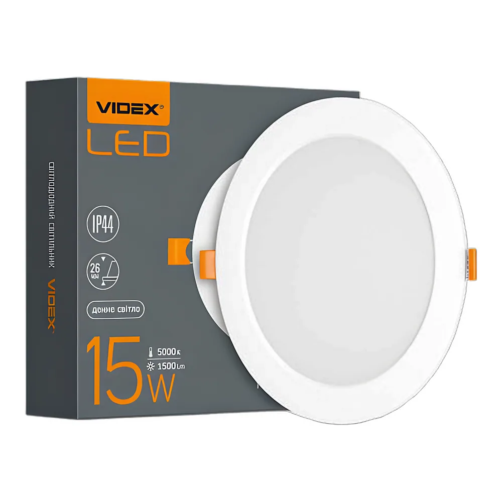 Світильник вбудований круглий Back 15 Вт 5000 K Videx VL-DLBR-155