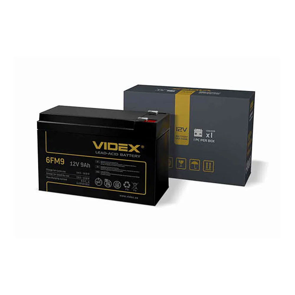 Акумулятор свинцево-кислотний Videx 6FM9 12V/9Ah color box 1