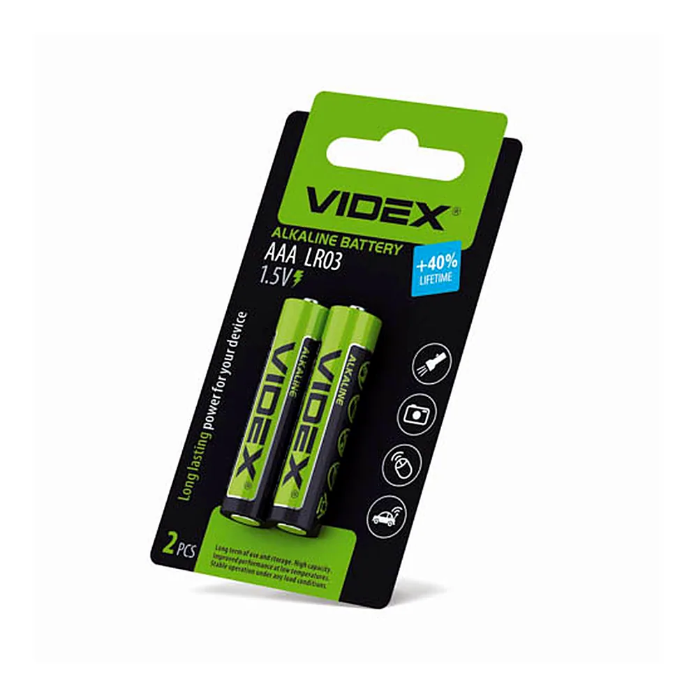 Батарейка лужна  Videx LR03/AAA 2шт SMALL BLISTER