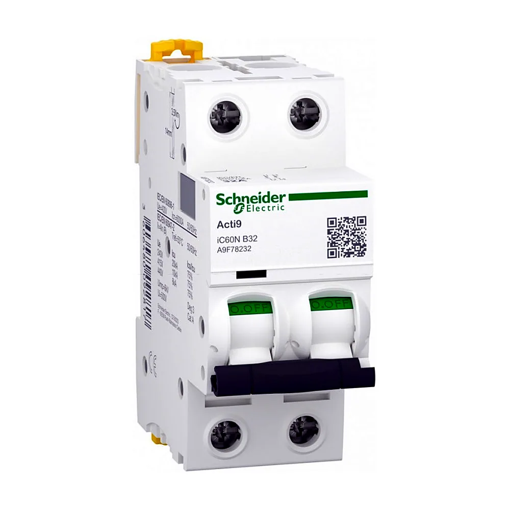 Модульний автоматичний вимикач iC60N 2P 32A крива B, Schneider Electric