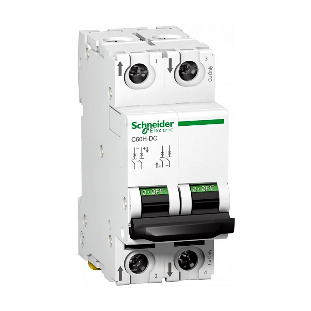Модульний автоматичний вимикач C60H-DC =500В 5А 2Р крива C, Schneider Electric