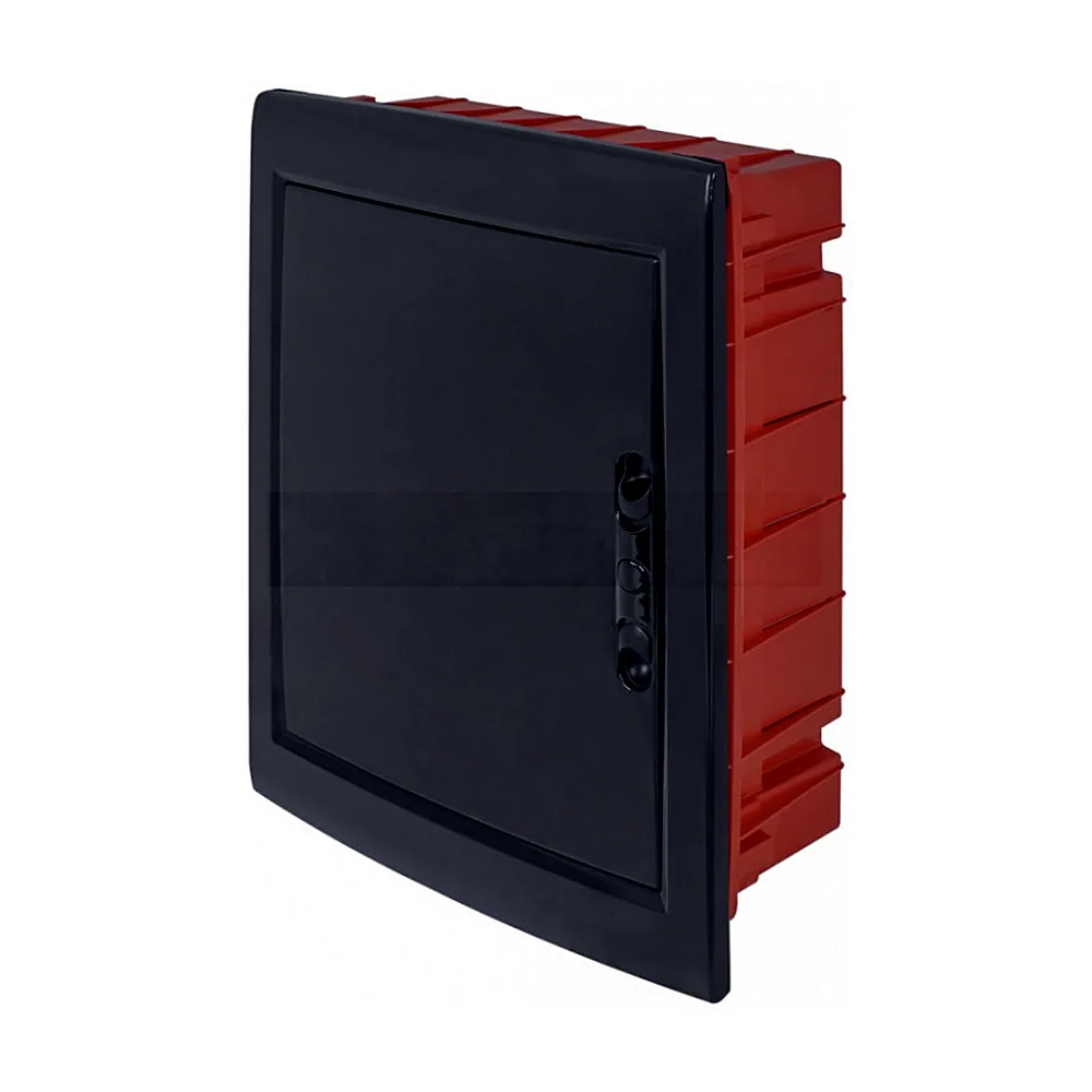 Корпус пластиковий на 24 модулів e.plbox.pro.w.24b.black вбудованний, чорний з непрозорими дверцятами IP40, E.NEXT