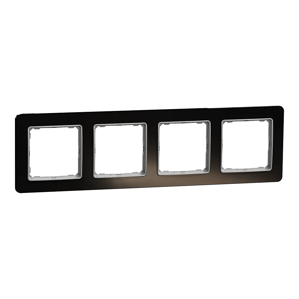 Рамка 4-постова чорне скло Sedna Elements Schneider Electric SDD361804