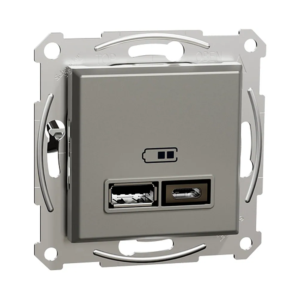 Розетка подвійна USB 2,4A бронза Asfora, Schneider Electric