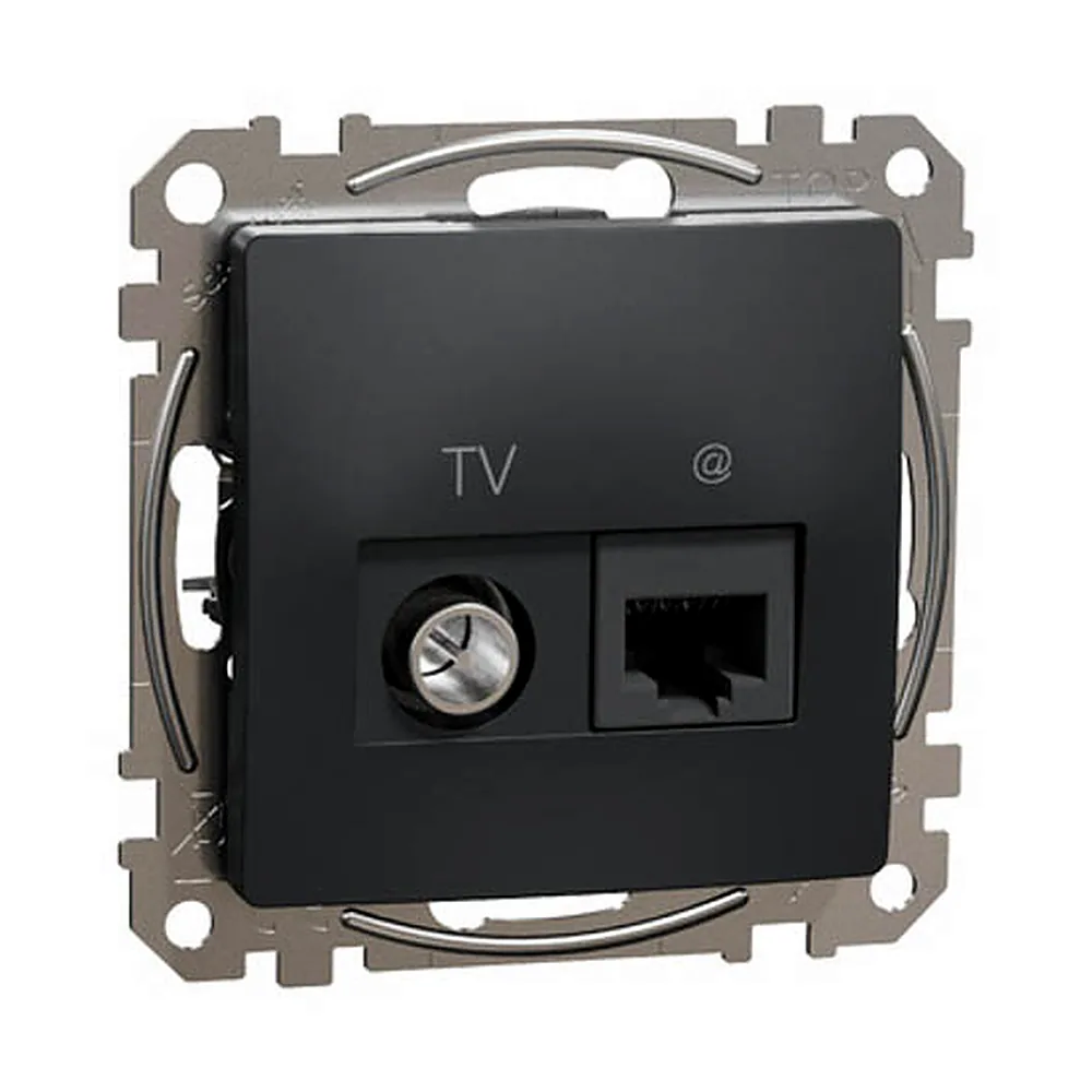 Розетка RJ45 CAT6 UTP -TV інд Чорн Sedna Design