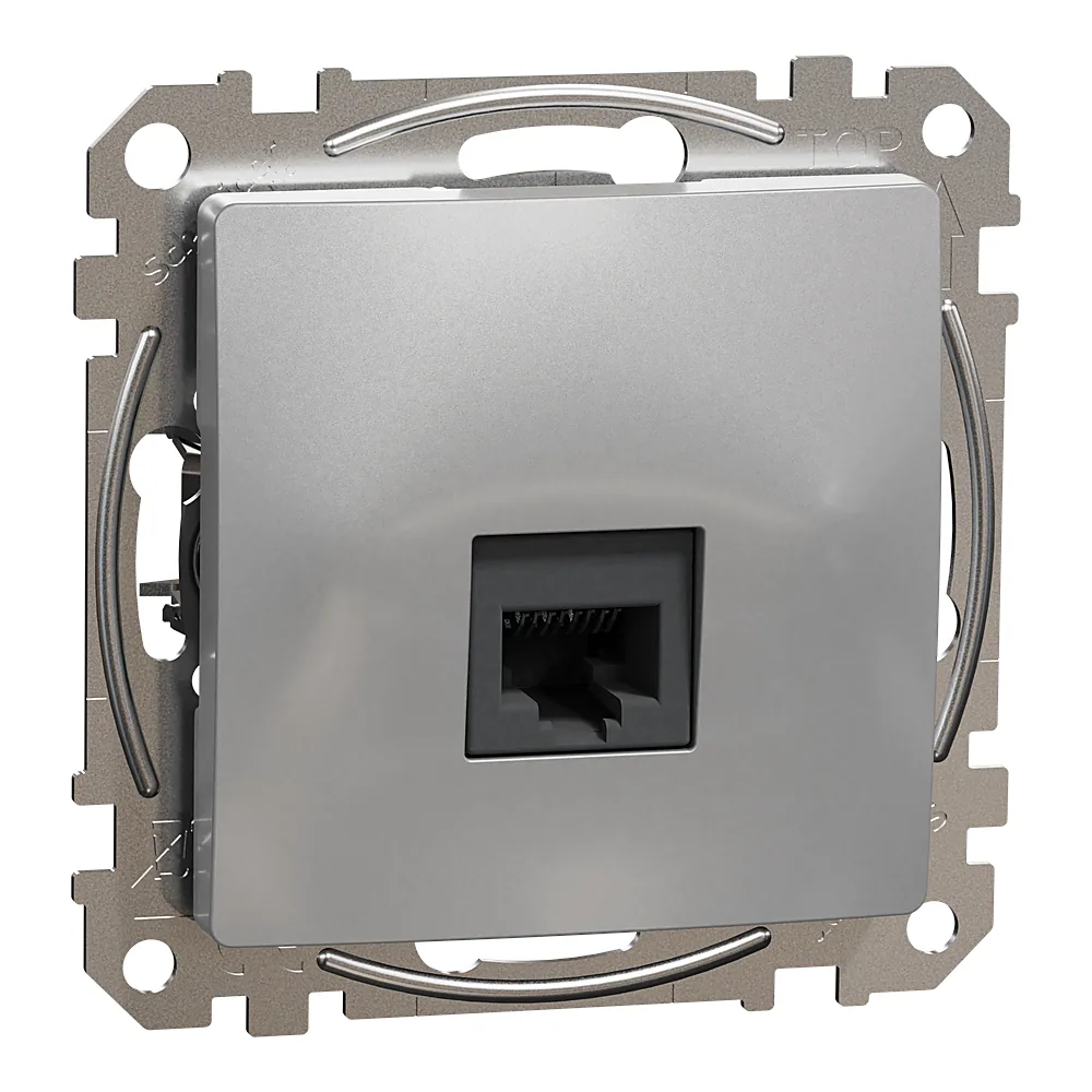 Роз'єм одинарний RJ45 категорія 6 UTP Sedna Design алюміній Schneider Electric SDD113461