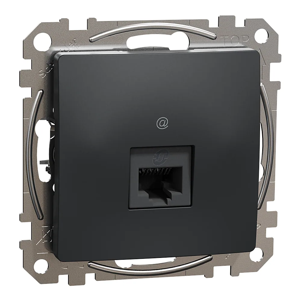 Роз'єм одинарний RJ45 категорія 6 UTP чорний Sedna Design Schneider Electric SDD114461