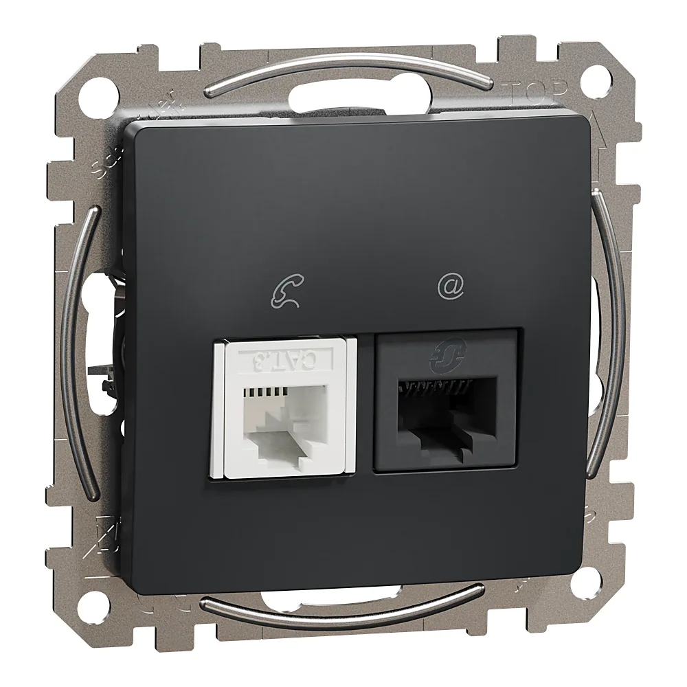 Комп'ютерна розетка RJ45+RJ11 6UTP Sedna Design чорна Schneider Electric SDD114468