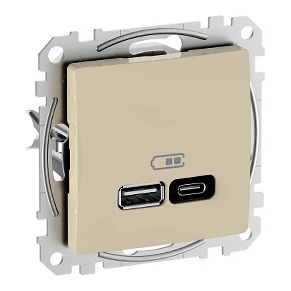 Розетка USB тип A+C (45 Вт) SE Sedna Design бежевий
