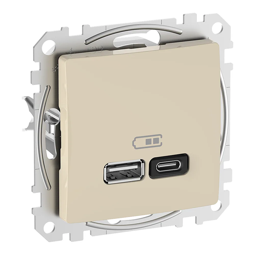 Розетка USB тип A+C 45 Вт Sedna Design бежева Schneider Electric SDD112404