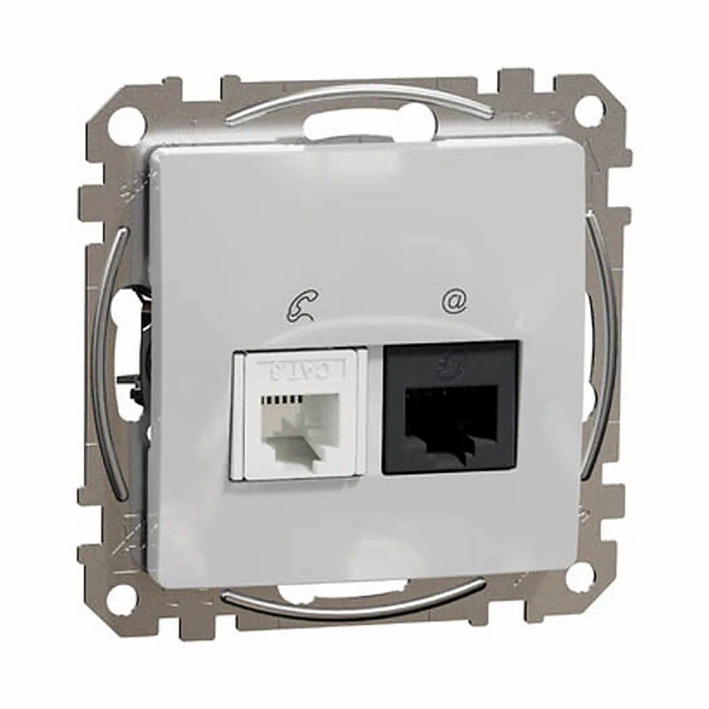 Розетка телекомунікаційна RJ45+RJ11 6UTP Sedna Design алюміній
