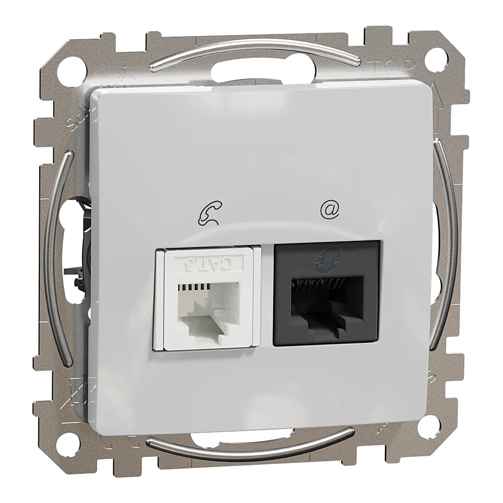 Комп'ютерна розетка RJ45+RJ11 6UTP Sedna Design алюміній Schneider Electric SDD113468