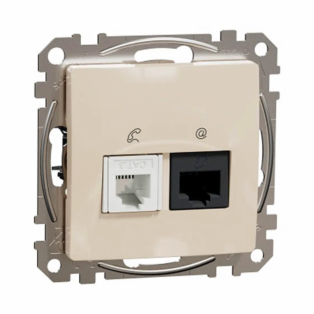 Розетка телекомунікаційна RJ45+RJ11 6UTP Sedna Design бежевий