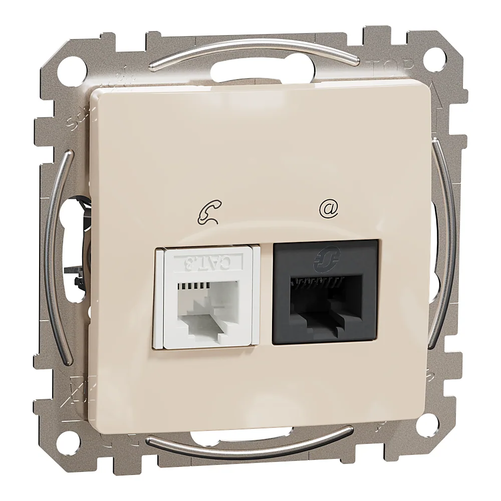 Комп'ютерна розетка RJ45+RJ11 6UTP Sedna Design бежева Schneider Electric SDD112468