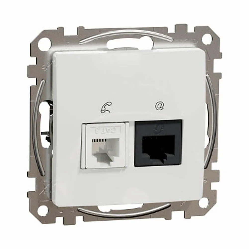 Розетка телекомунікаційна RJ45+RJ11 6UTP Sedna Design білий