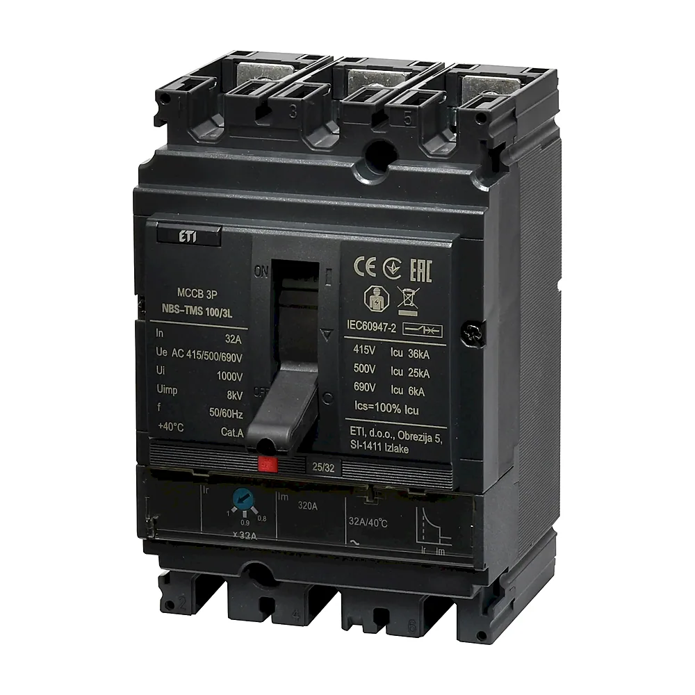 Автоматичний вимикач ETI ETIBREAK NBS NBS-TMS 100/3L 3P 32A 36kA 4673002