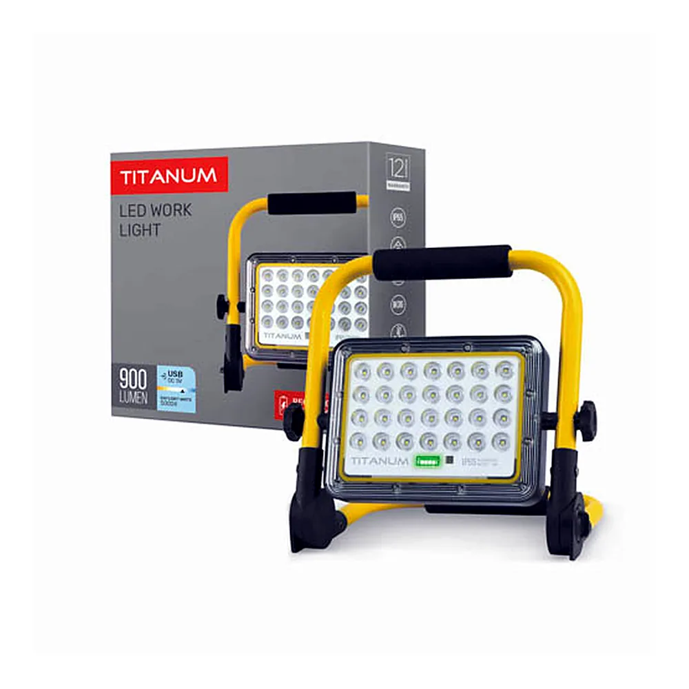 LED прожектор акумуляторний IP65 TITANUM 20W 900Lm 5000K