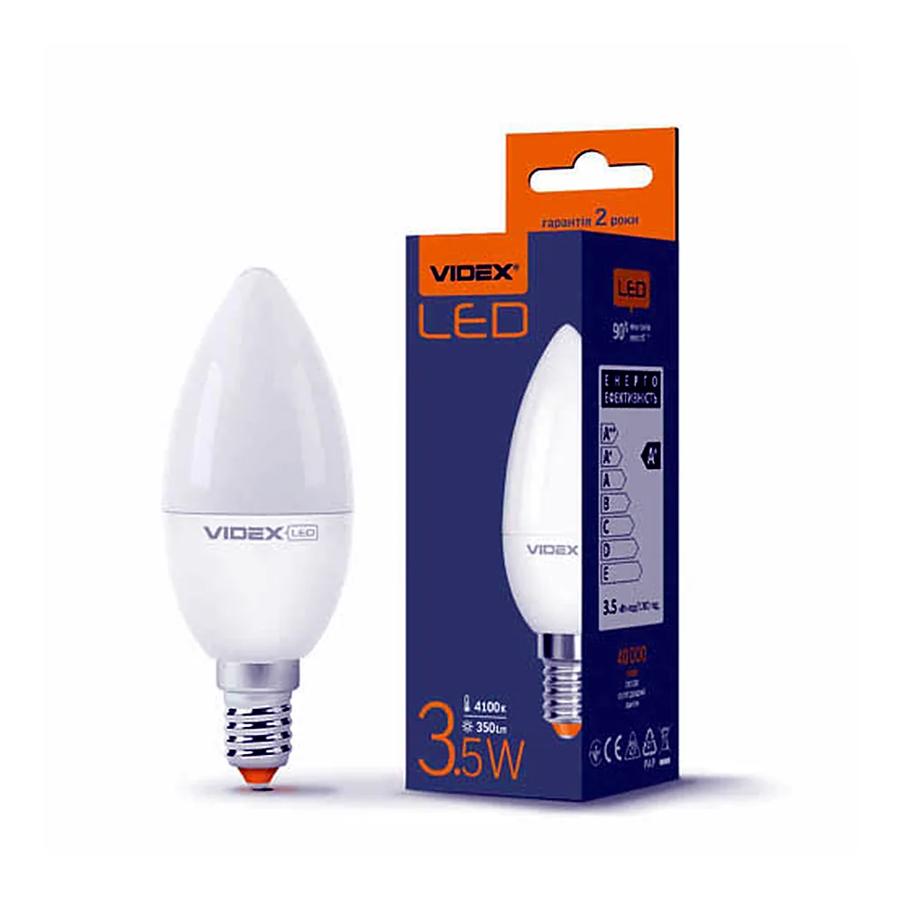 LED лампа VIDEX  C37e 3.5W E14 4100K VL-C37e-35144