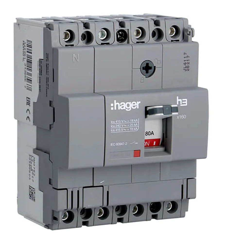 Автоматичний вимикач x160, In=80А, 4п, 18kA, Тфікс./Мфікс.