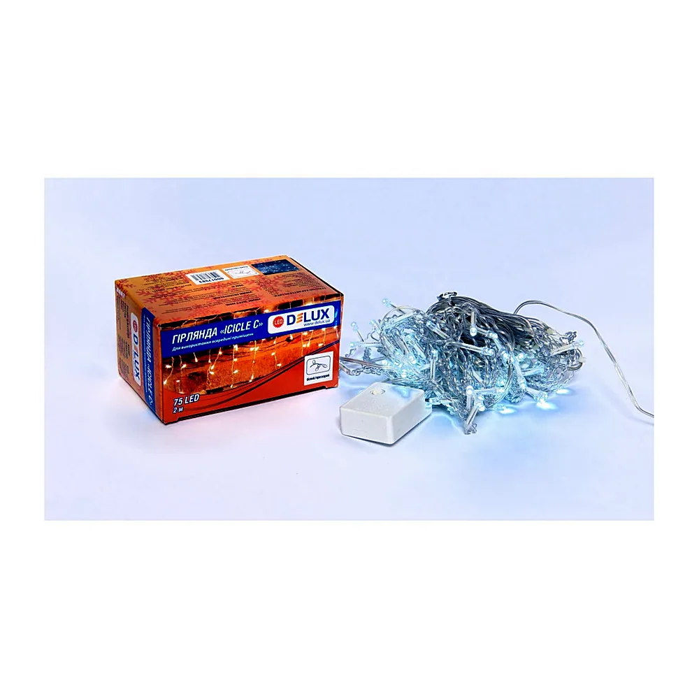 Гірлянда внутр._DELUX_ICICLE С_75LED 2х0,7m білий/проз IP20