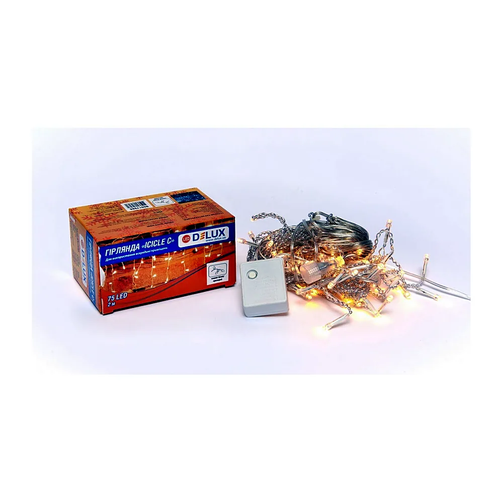 Гірлянда внутр._DELUX_ICICLE С_75LED 2х0,7m тепл.біл/проз IP20