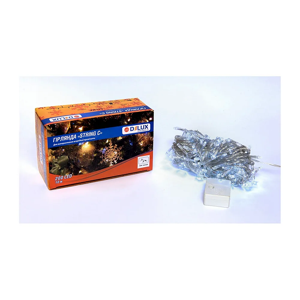 Гірлянда внутр._DELUX_STRING С_200LED 10m біл/проз IP20