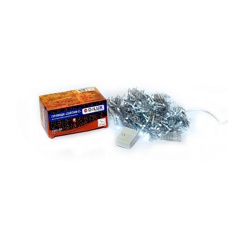 Гірлянда внутр._DELUX_CURTAIN С_240LED 2х2m біл/проз IP20