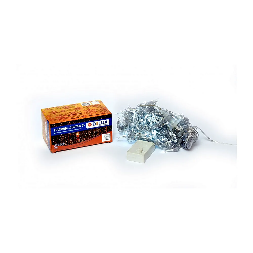 Гірлянда внутр._DELUX_CURTAIN С_256LED 3х2m біл/проз IP20