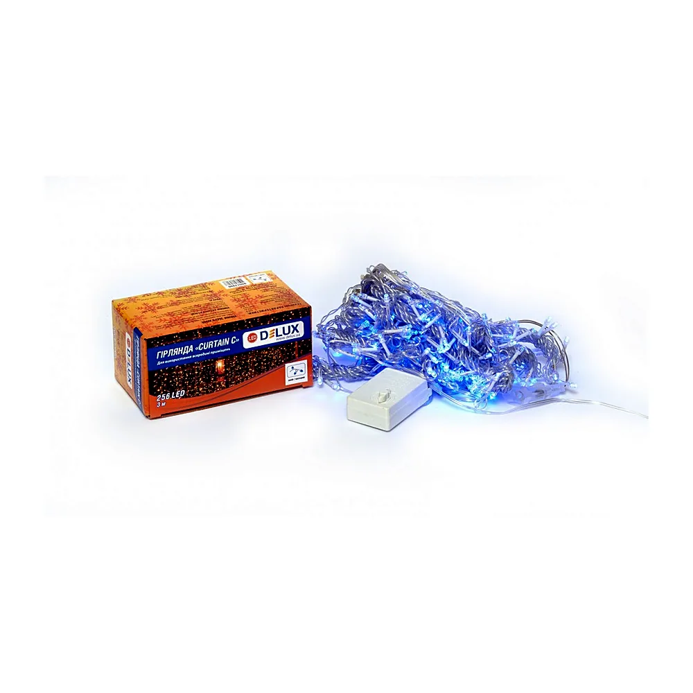 Гірлянда внутр._DELUX_CURTAIN С_256LED 3х2m син/проз IP20