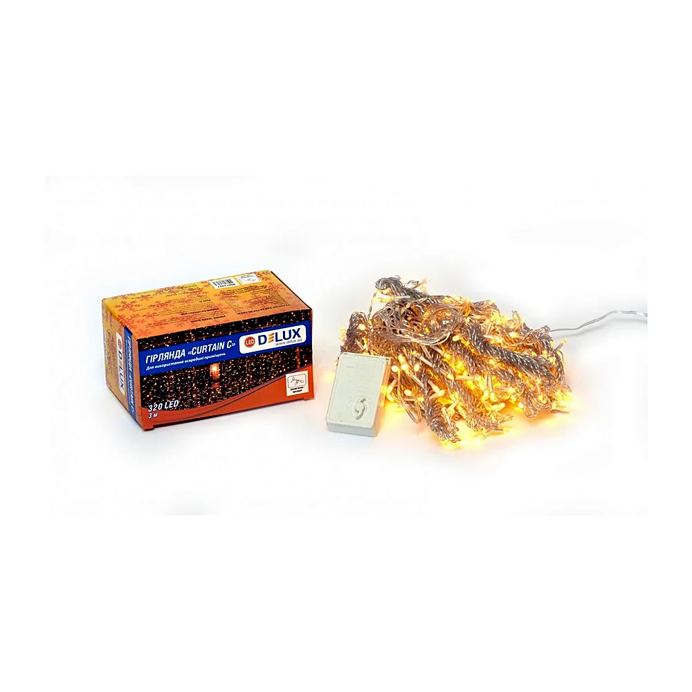 Гірлянда внутр._DELUX_CURTAIN С_320LED 3х3m тепл.біл/проз IP20