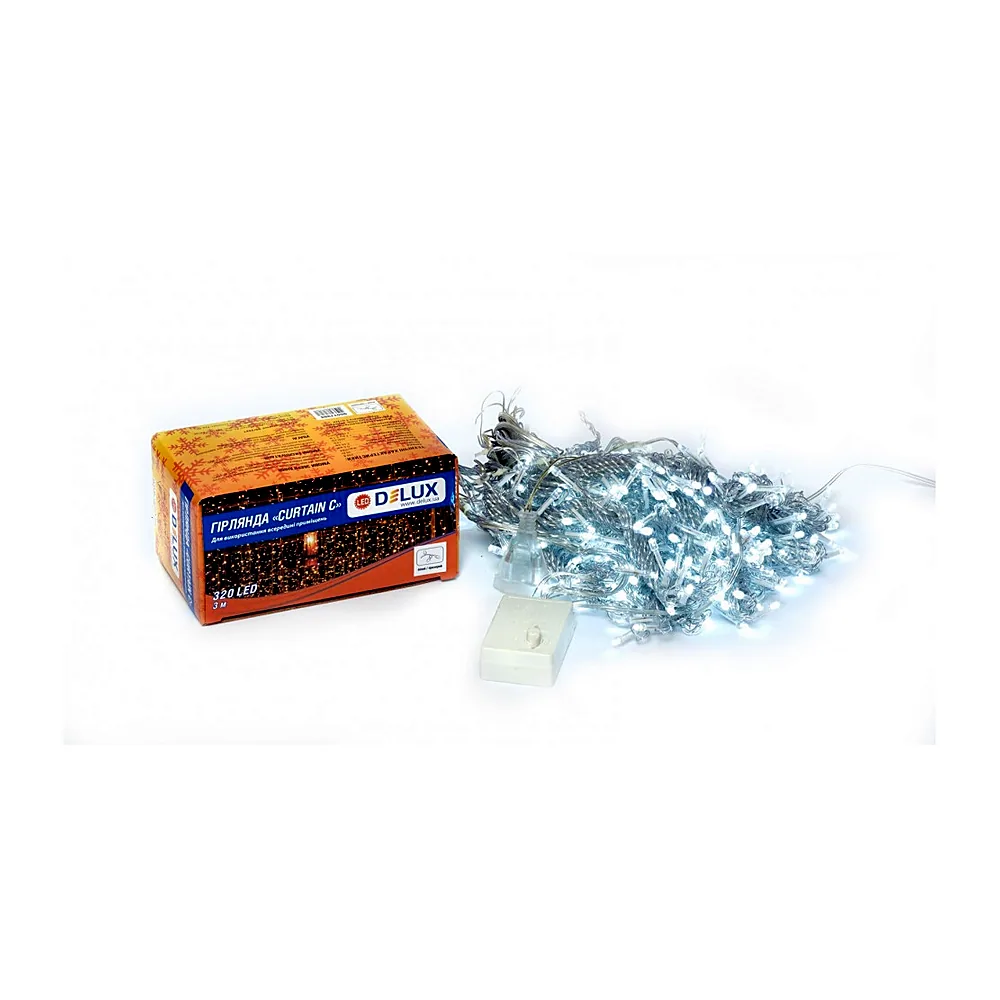 Гірлянда внутр._DELUX_CURTAIN С_320LED 3х3m біл/проз IP20