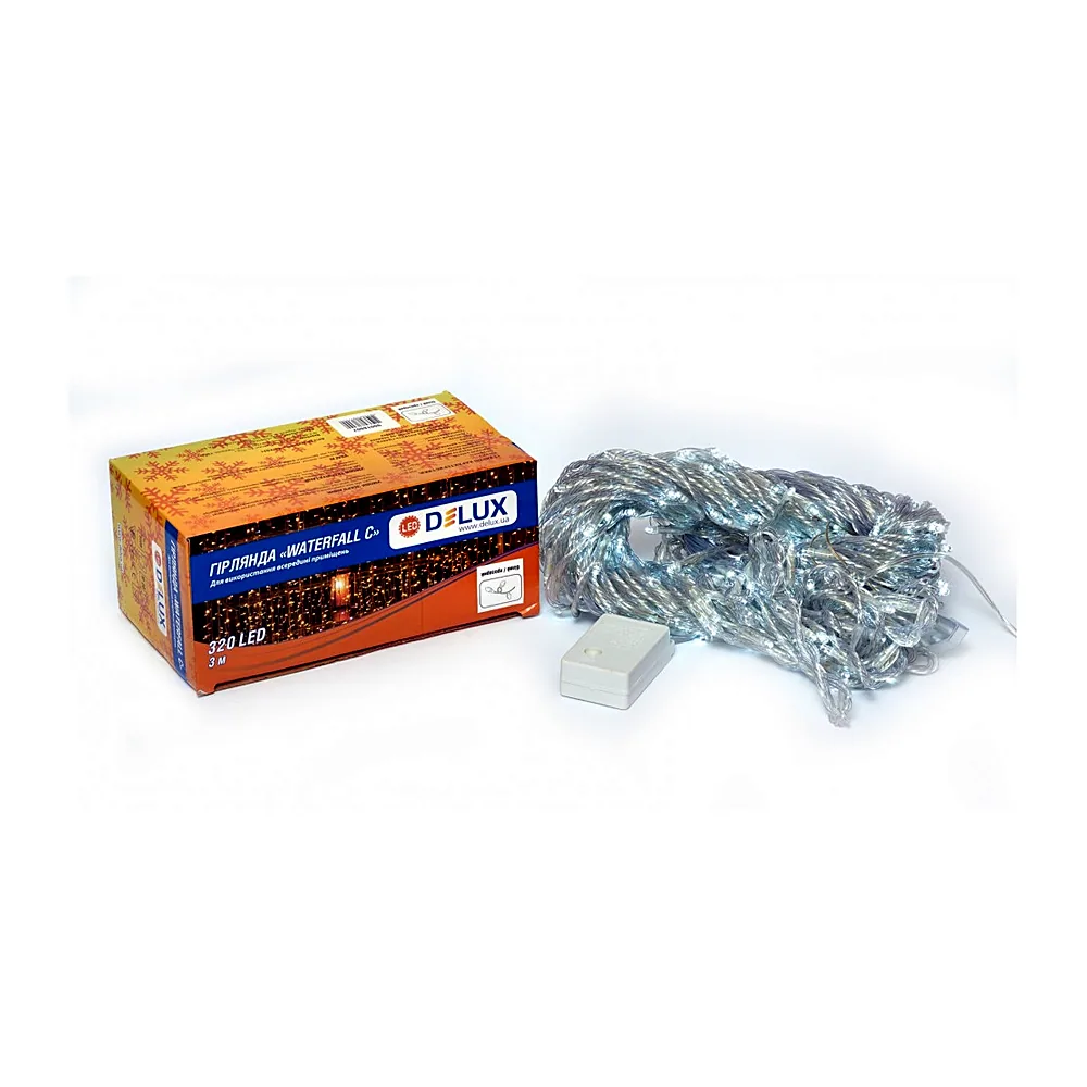 Гірлянда внутр._DELUX_WATERFALL С_320LED 3х3m біл/проз IP20