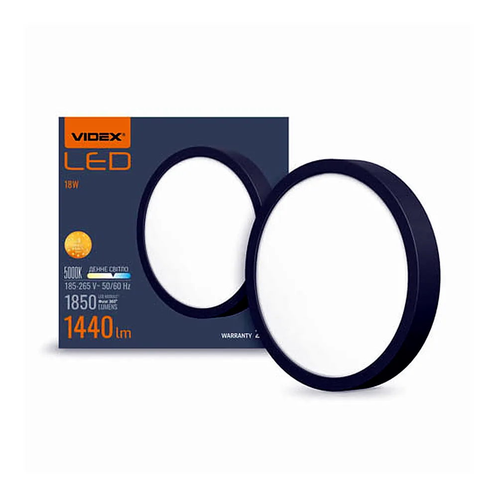 LED Світильник круглий накладний VIDEX 18W 5000K Black