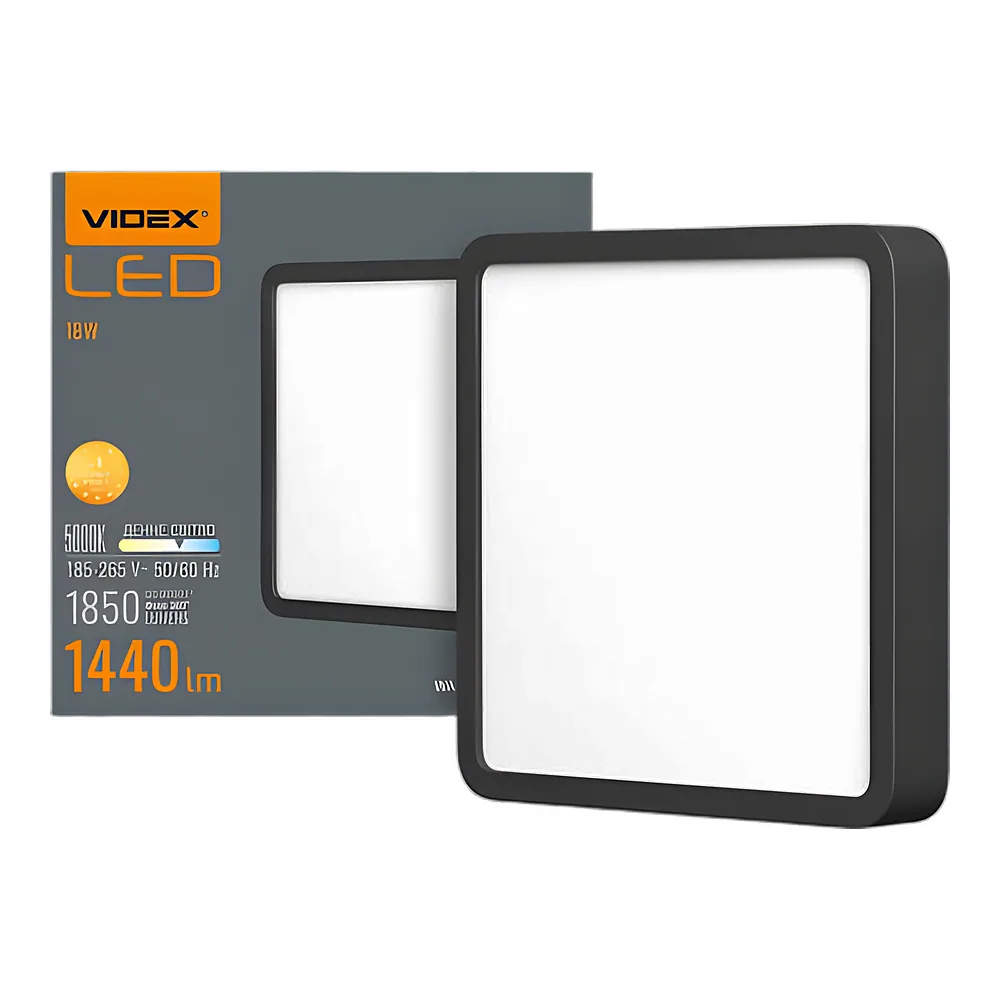Світильник накладний квадрат 18 Вт 5000 K чорний LED Videx VL-DLSS-185B