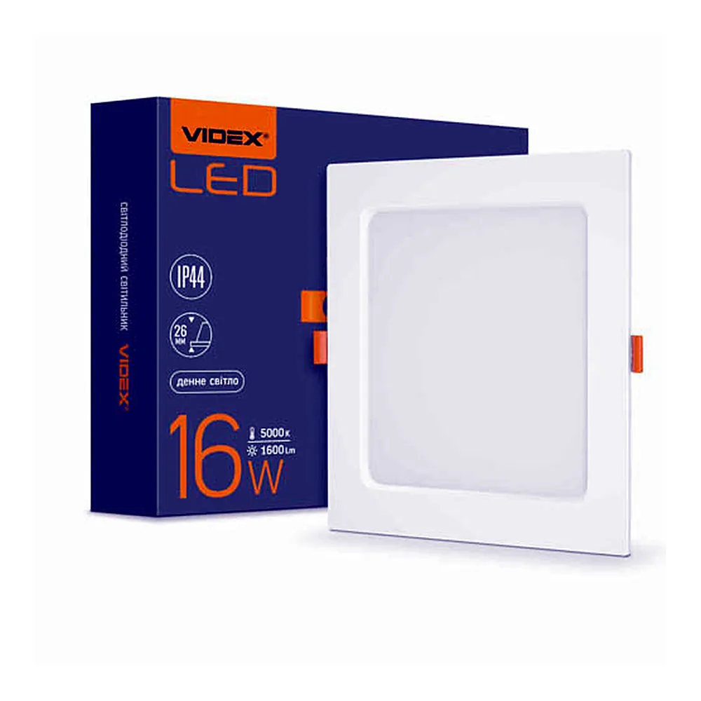 LED світильник Back вбудований квадрат VIDEX 16W 5000K