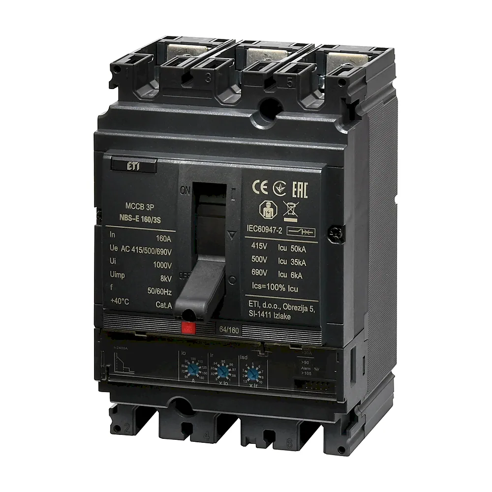 Авт. вимикач NBS-E 160/3S 160A (50kA, (0.4-1)In/(1.5-10)Ir) 3P, ETI