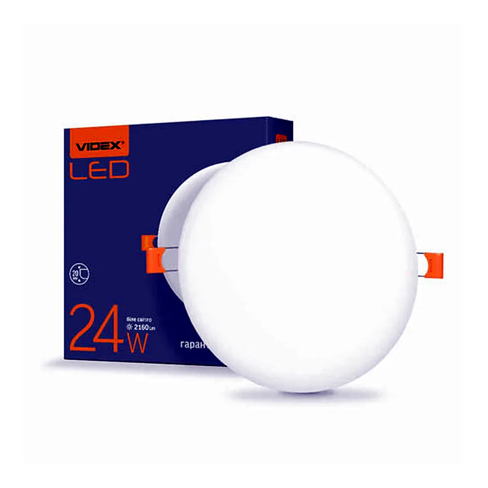 LED світильник безрамковий круглий VIDEX 24W 4100K
