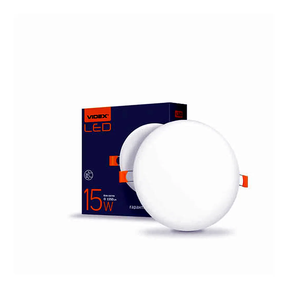 LED світильник безрамковий круглий VIDEX 15W 4100K