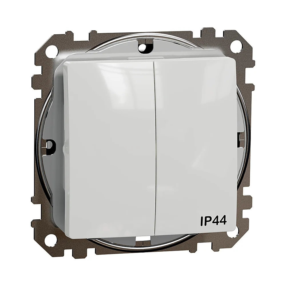 Двоклавішний вимикач IP44 Білий Sedna Design