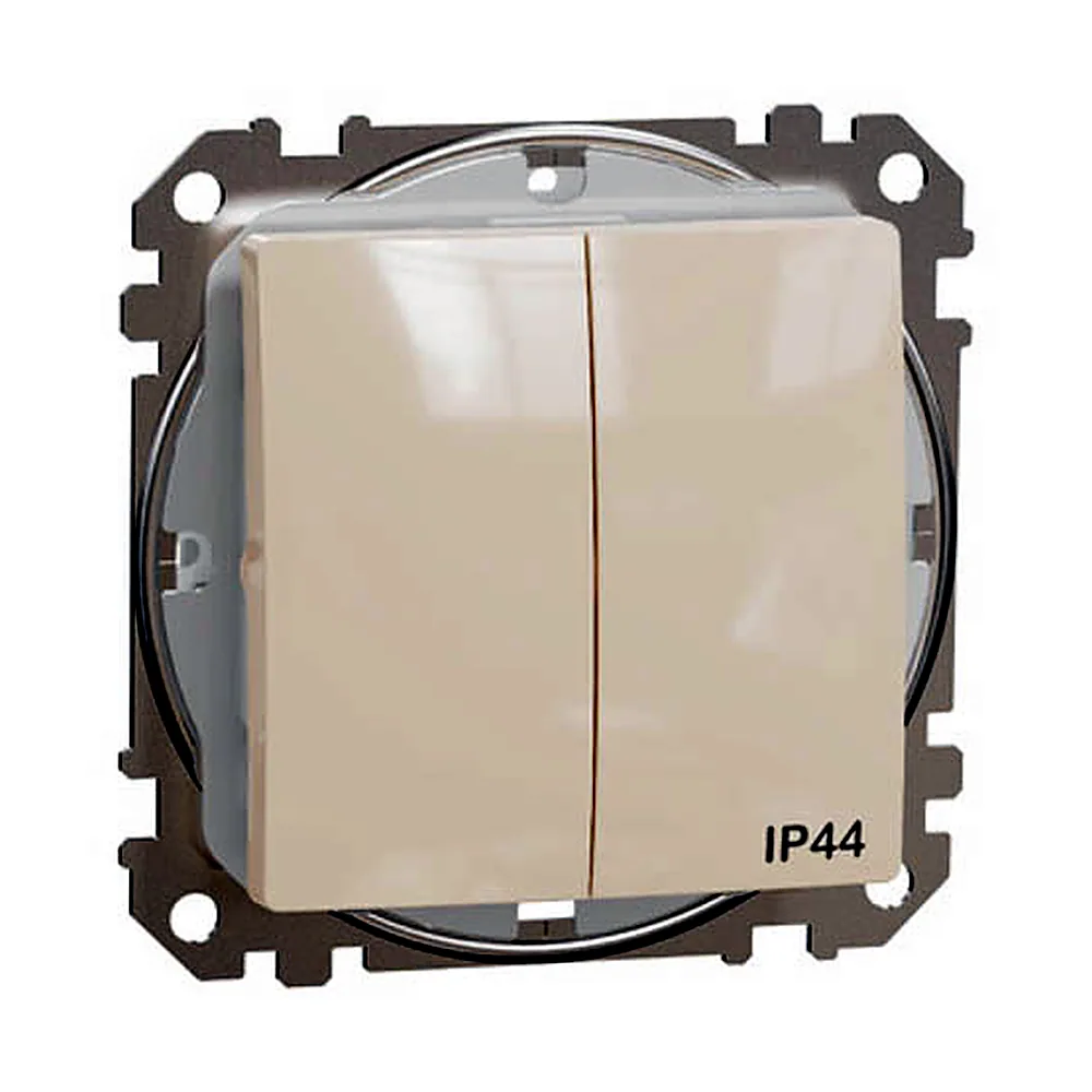 Двоклавішний вимикач IP44 Бежевий Sedna Design