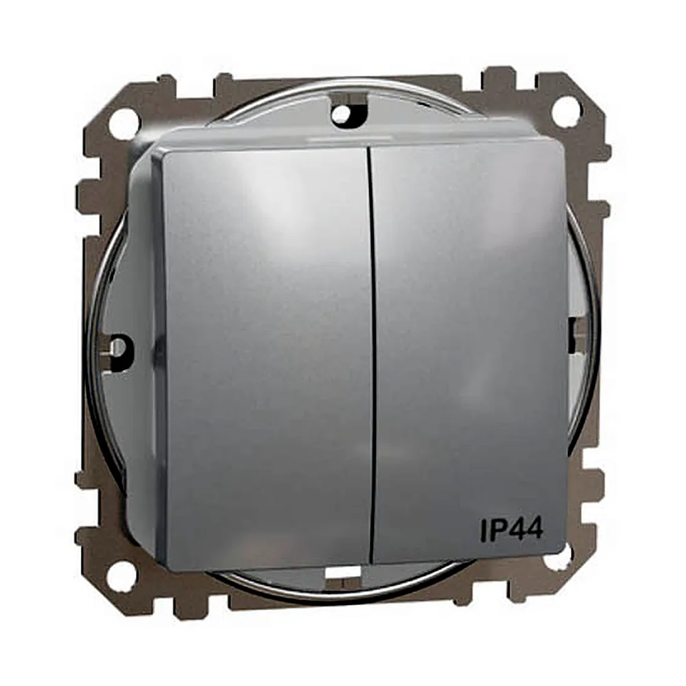 Двоклавішний вимикач IP44 Алюміній Sedna Design
