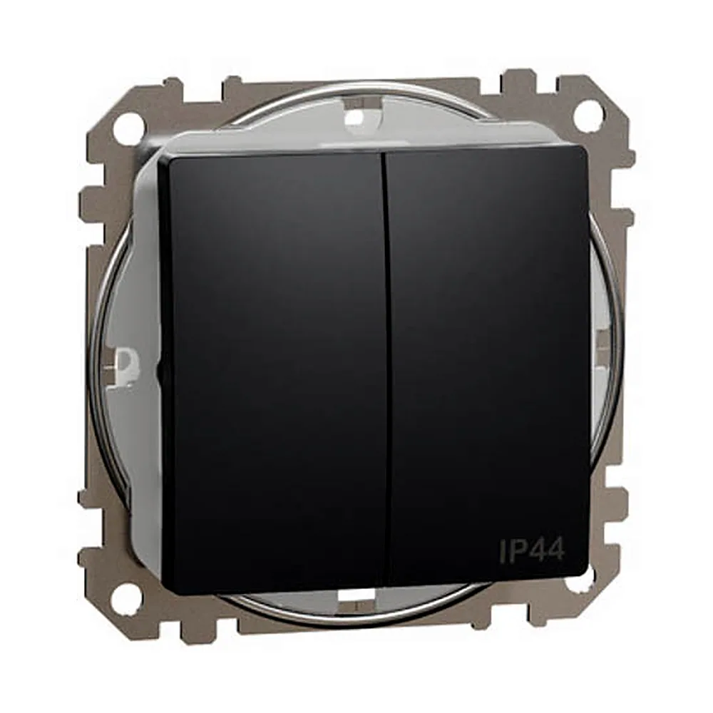 Двоклавішний вимикач IP44 Чорний Sedna Design