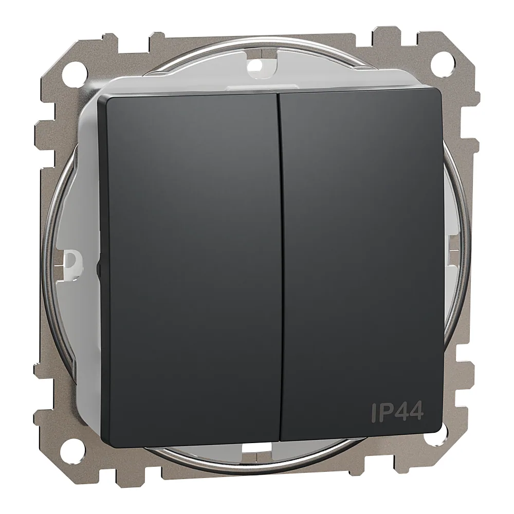 Вимикач 2-клавішний IP44 чорний Sedna Design Schneider Electric SDD214105